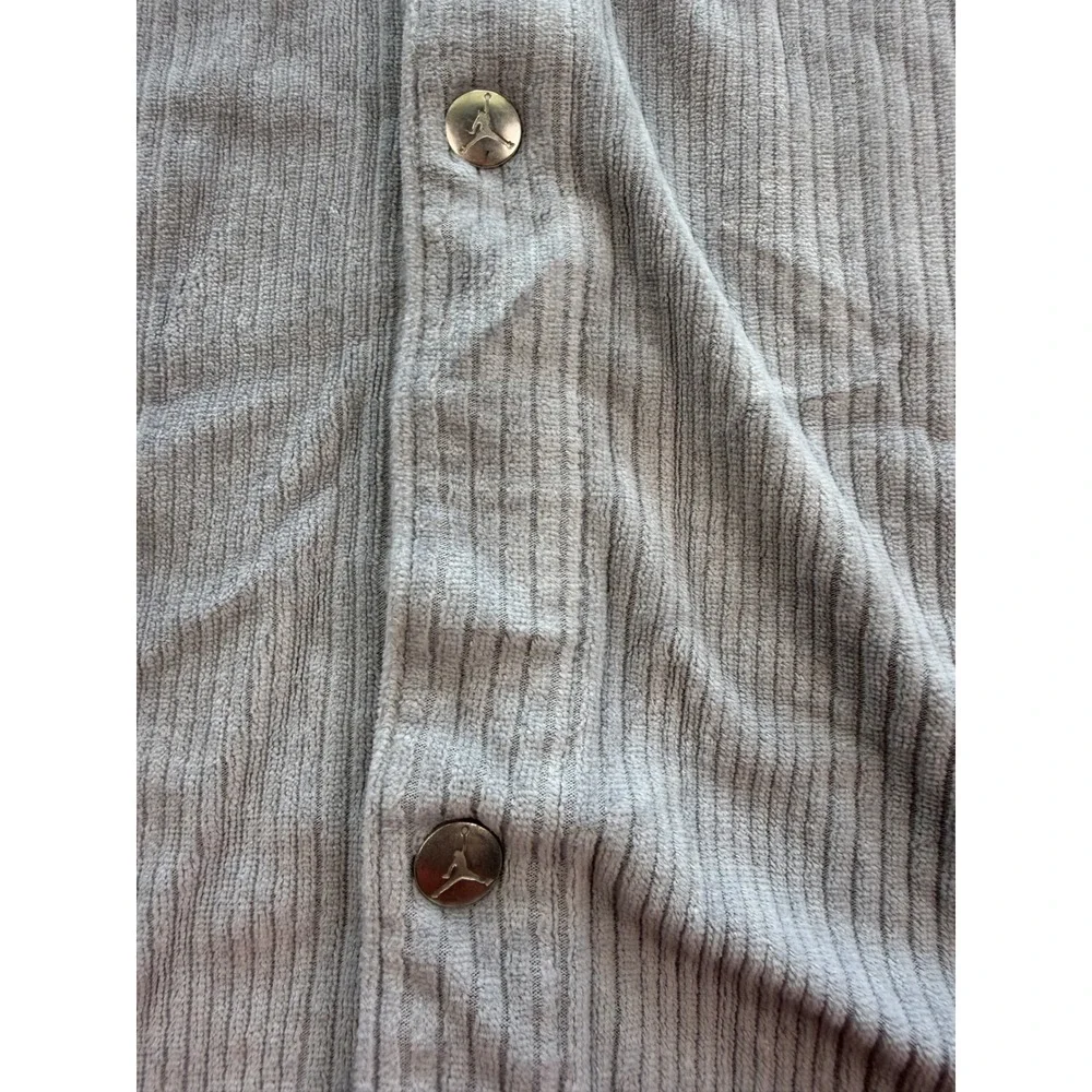 Jordan Brand Grey Ribbed Corduroy Short Sleeve Button Up Shirt XXLT 23 Jumpman - Picture 4 of 12